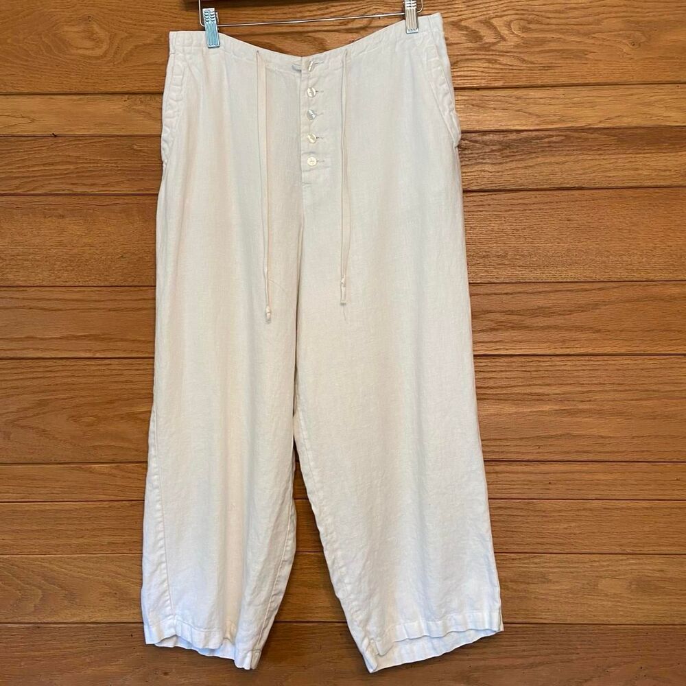 Vintage Y2K linen button fly cropped Capri bloomer pants